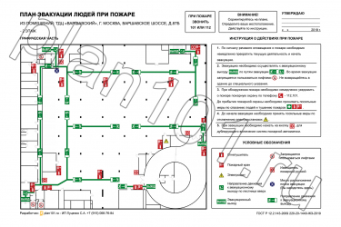 План эвакуации при пожаре с территории паркинга Торгового центра «Варшавский» 600x400